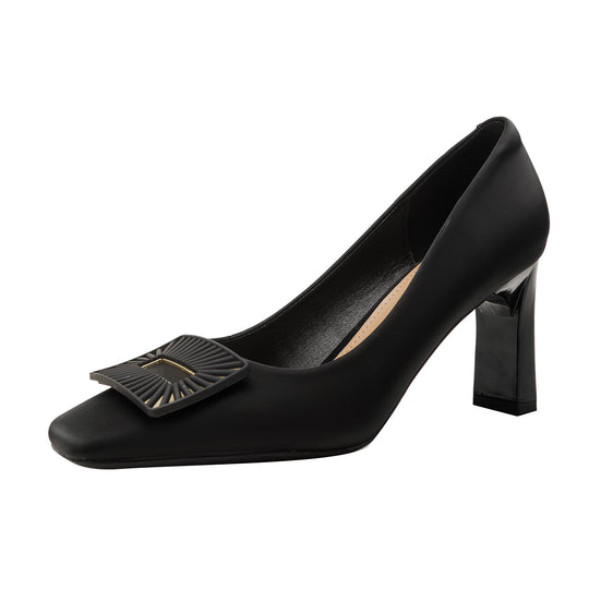 Damen elegante Pumps mit modischer Faltenapplikation und stabiler Absatzhöhe EB