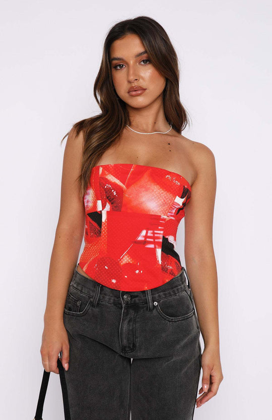 Damen Bustier-Top mit floralem Design und figurbetontem Schnitt EB