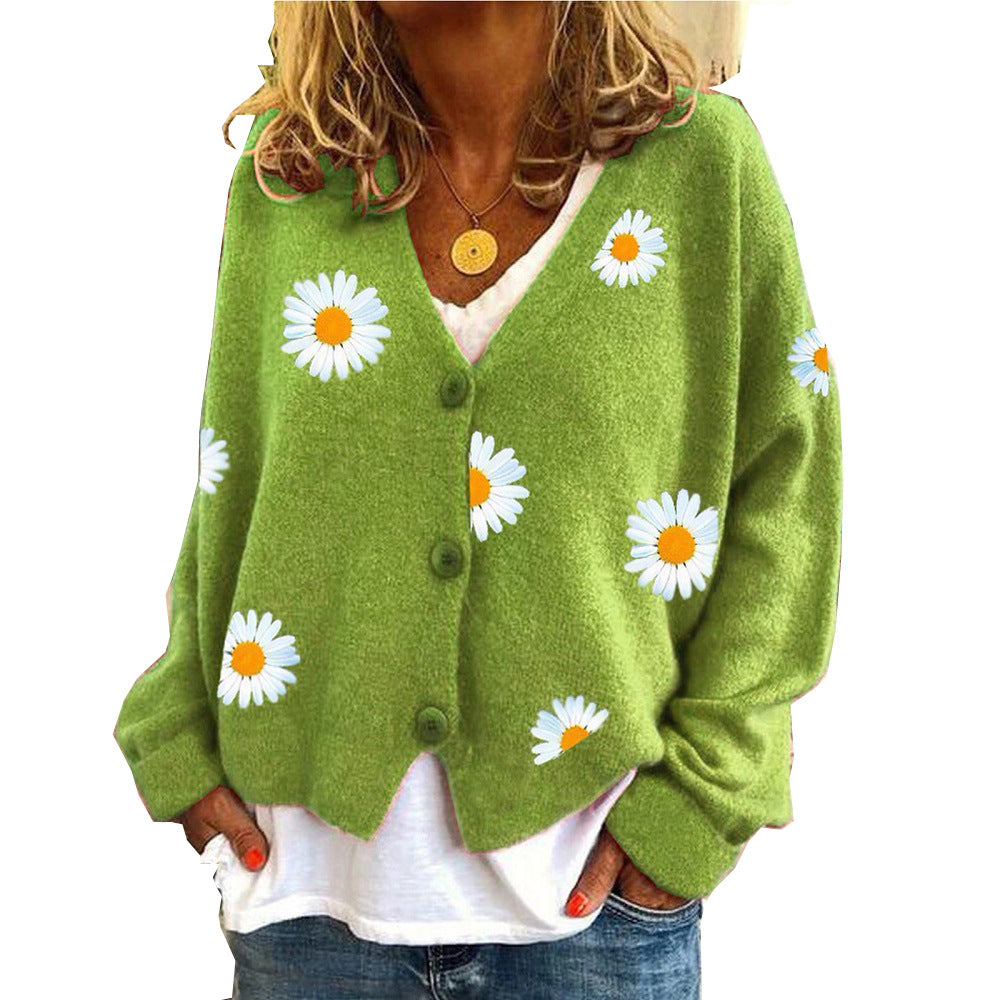 Damen Strickjacke mit floralem Motiv und klassischem Schnitt EB