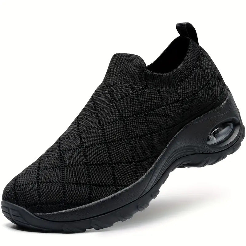 Damen Slip-On Freizeitschuhe mit atmungsaktiver Strickoberfläche und dämpfendem Fußbett EB