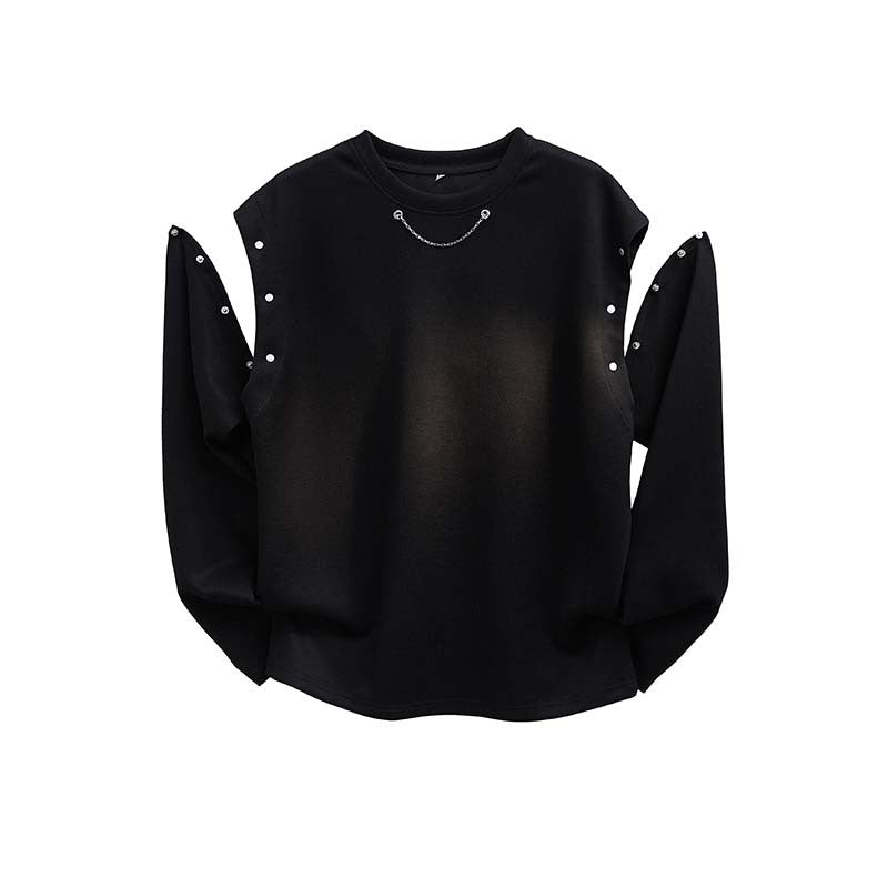 Damen trendiger Oversized Pullover mit dekorativen Knopfdetails EB
