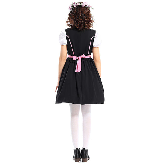 Damen nan traditionelles Dirndlkleid mit dekorativer Schnürung und abnehmbarer Schürze EB