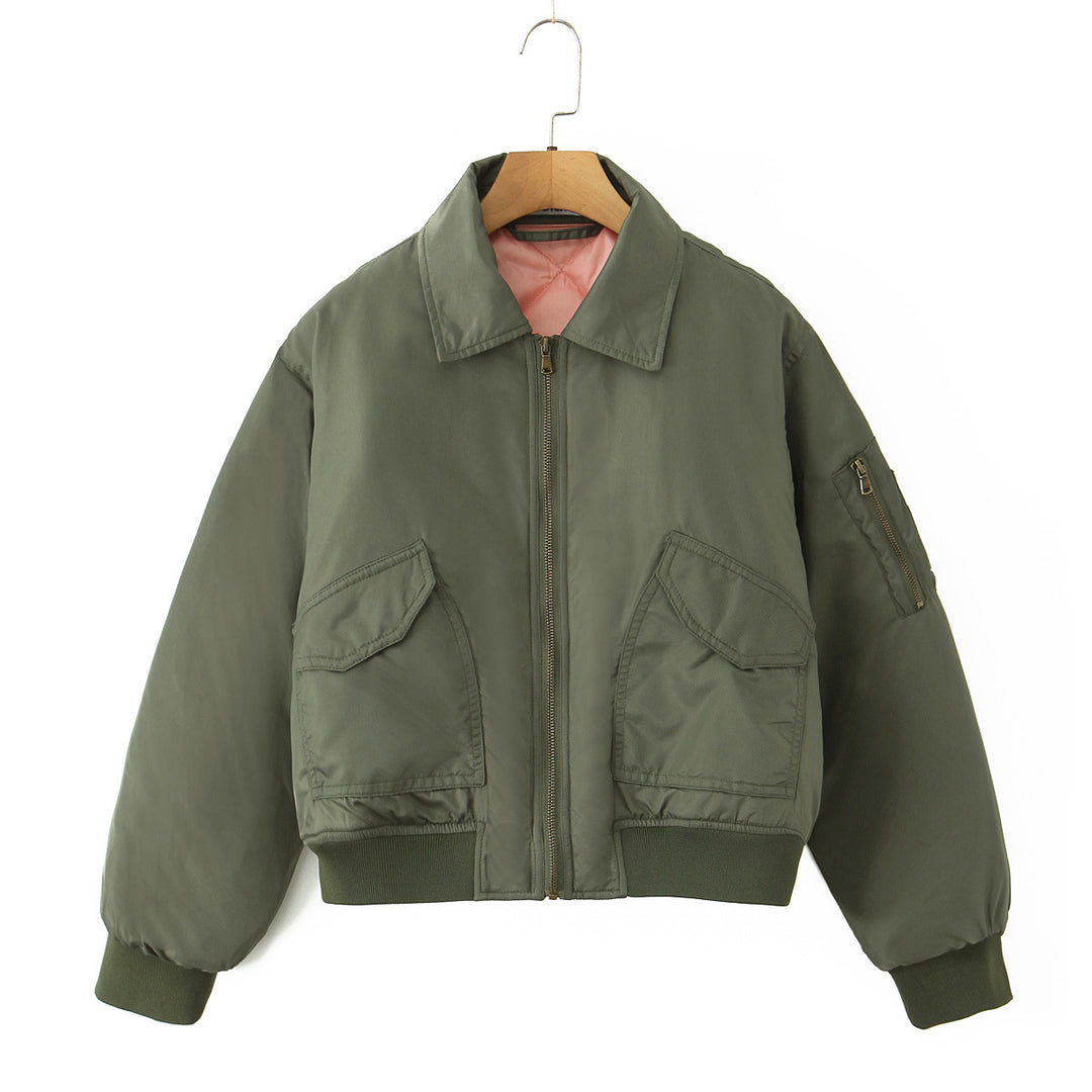 Damen lässige Bomberjacke mit praktischen Taschen EB