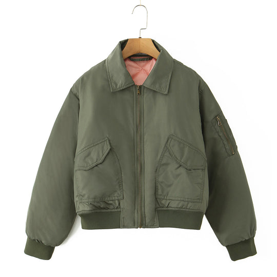 Damen lässige Bomberjacke mit praktischen Taschen EB