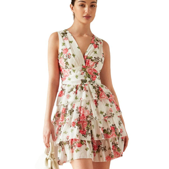 Damen Sommerliches Kleid mit Rüschen und floralem Muster EB