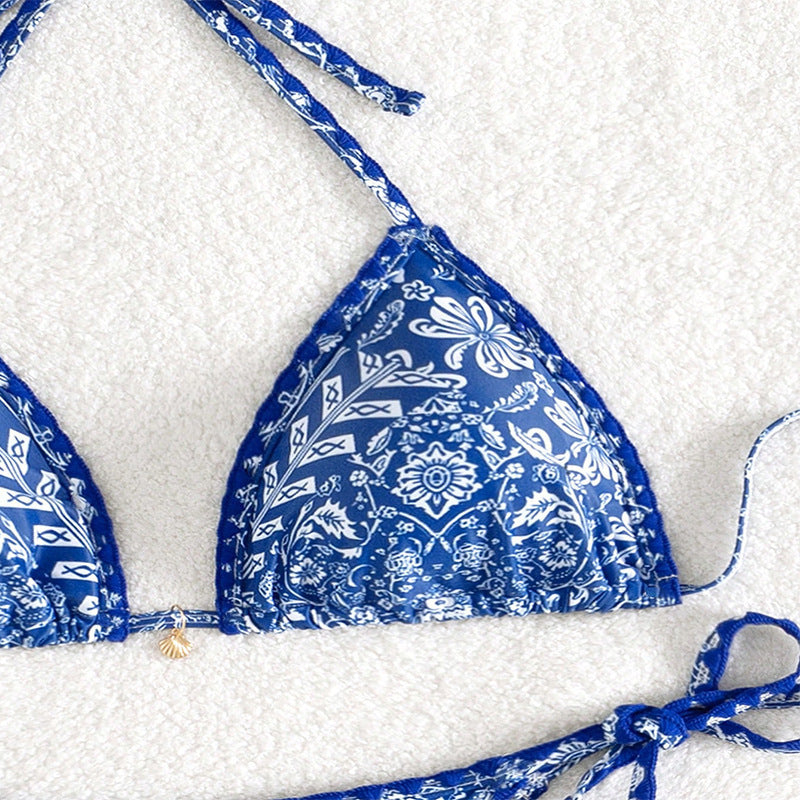 Damen Triangel-Bikini-Set mit verspieltem Bindedesign EB
