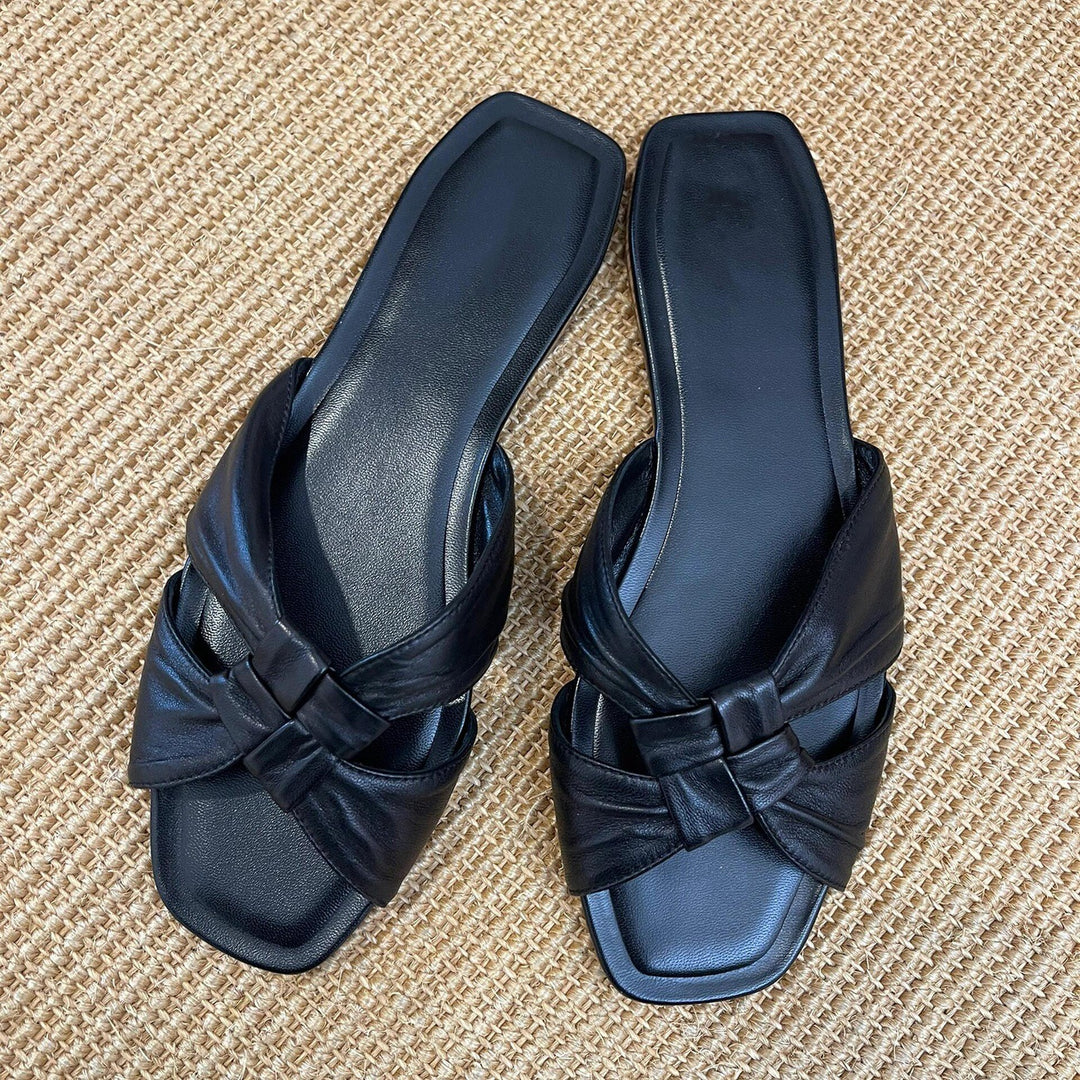 Damen modische Riemensandalen mit elegante Knotenakzent und komfortabler Innensohle EB