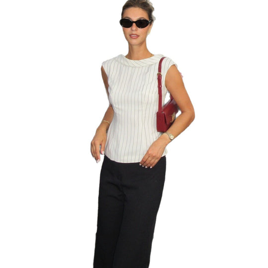 Damen elegante Bluse mit schmalen Nadelstreifen EB