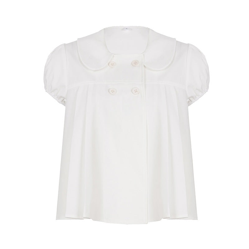 Damen Bluse mit raffinierter Knopfleiste und verspielten Puffärmeln EB