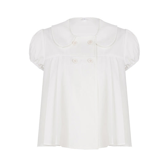 Damen Bluse mit raffinierter Knopfleiste und verspielten Puffärmeln EB