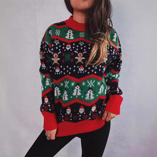 Damen Weihnachts-Pullover mit festlichem Design und verspielten Motiven EB