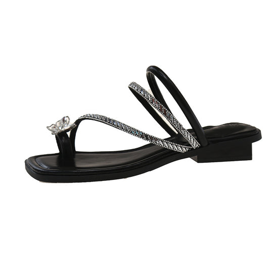 Damen Elegante Riemchen-Sandalen mit funkelndem Strass-Akzent EB