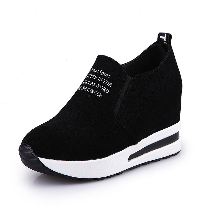 Damen Wedge-Sneaker mit elastischem Einschlupfdesign und modischer Veloursoberfläche EB