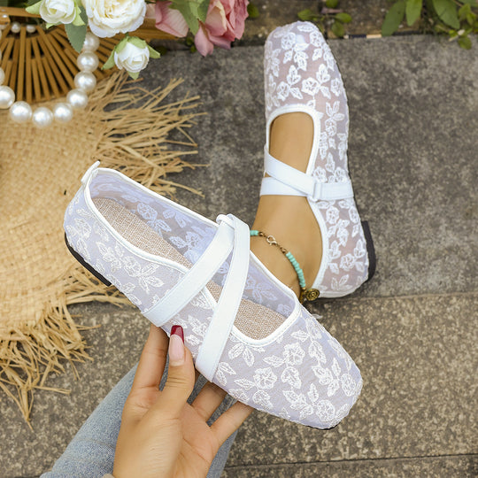 Damen Komfortable und modische Ballerinas mit verstellbaren Riemen EB