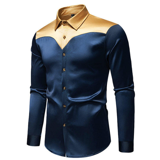Herren elegante Hemd mit kontrastierendem Kragen und Knopfleiste EB