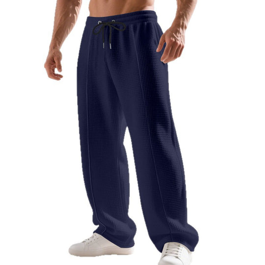 Herren nan Waffelpiqué-Loungehose mit elastischem Tunnelzugbund und geradem Bein EB