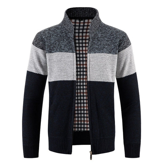 Herren Strickjacke mit modernem Reißverschluss und strukturiertem Muster EB