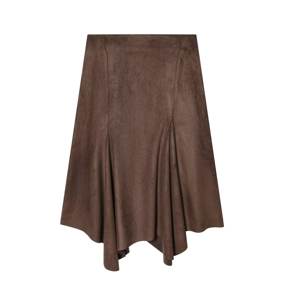 Damen A-linien Rock aus weichem Wildlederimitat mit elegantem Fall EB