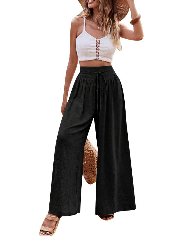 Damen Weite Palazzo-Hose mit elastischem Bund und stylischem Kordelzug EB
