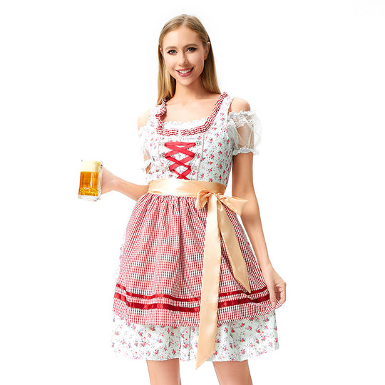Damen nan Blusenkleid im Trachtenstil mit dekorativem Korsettband und geraffter Schürze EB