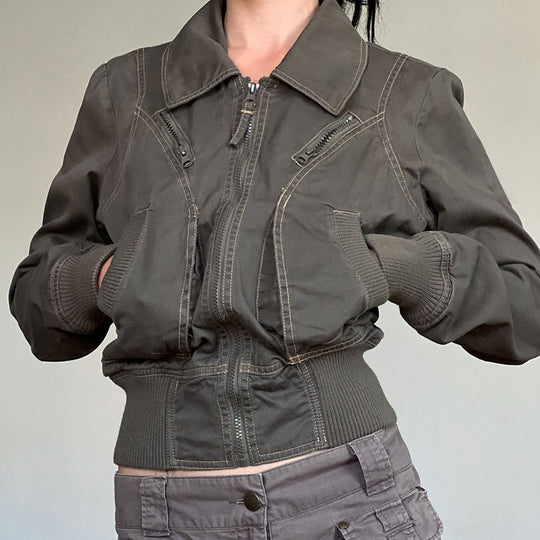 Damen cropped Jacke mit Reißverschluss und praktischen Taschen EB