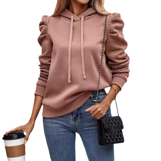 Damen modischer Kapuzenpullover mit voluminösen Ärmeln und lässigem Schnitt EB