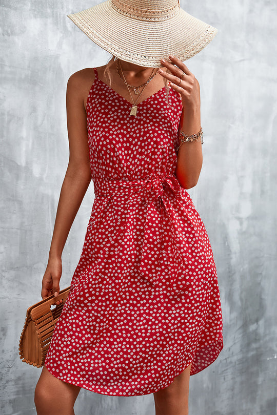 Damen Sommerliches Blusenkleid mit floralem Muster und knopfbarem Taillengürtel EB