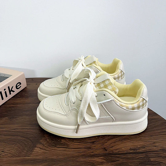 Damen Modische Sneakers mit klassischen Karomuster und dämpfender Sohle EB