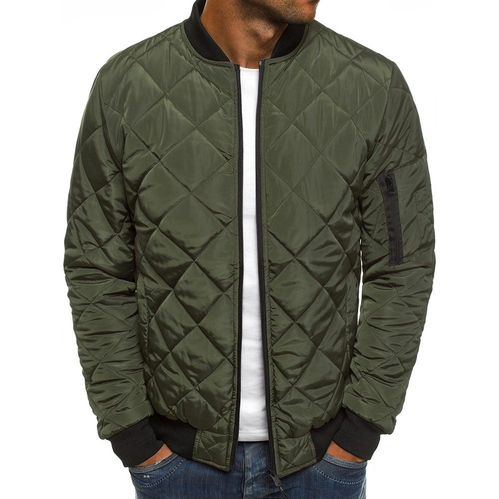 Herren nan leichte gesteppte Blousonjacke mit Diamantstepp, elastischen Rippbündchen und Ärmel-Reißverschlusstasche EB