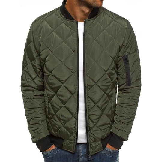 Herren nan leichte gesteppte Blousonjacke mit Diamantstepp, elastischen Rippbündchen und Ärmel-Reißverschlusstasche EB