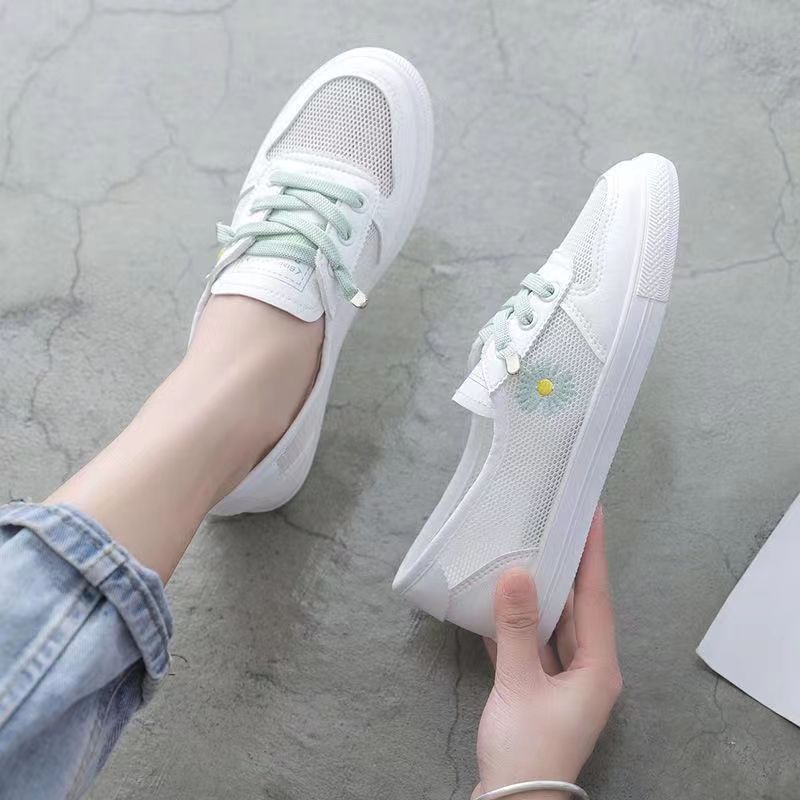 Damen lässige Sneaker mit buntem Blumenmotiv EB