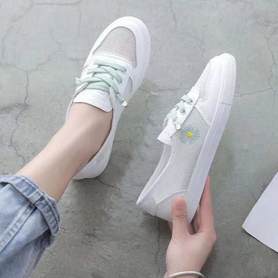 Damen lässige Sneaker mit buntem Blumenmotiv EB