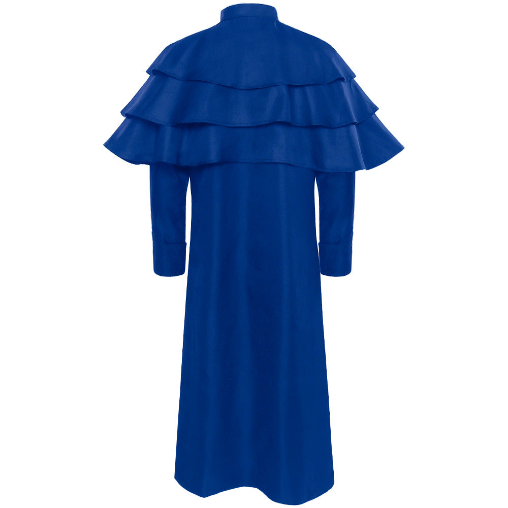 Damen nan eleganter Maxicape-Mantel mit gestuften Schultercapes und Stehkragen Eb
