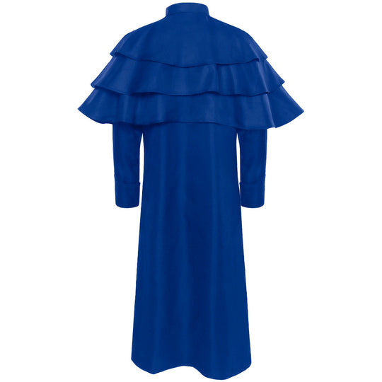 Damen nan eleganter Maxicape-Mantel mit gestuften Schultercapes und Stehkragen Eb