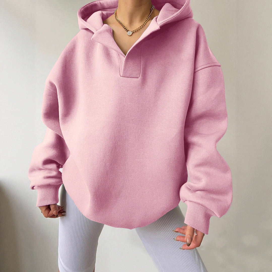 Damen Kapuzensweater mit übergroßem Schnitt und V-Ausschnitt EB