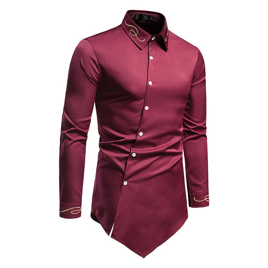 Herren Longsleeve Hemd im avantgardistischen Design mit asymmetrischem Saum EB
