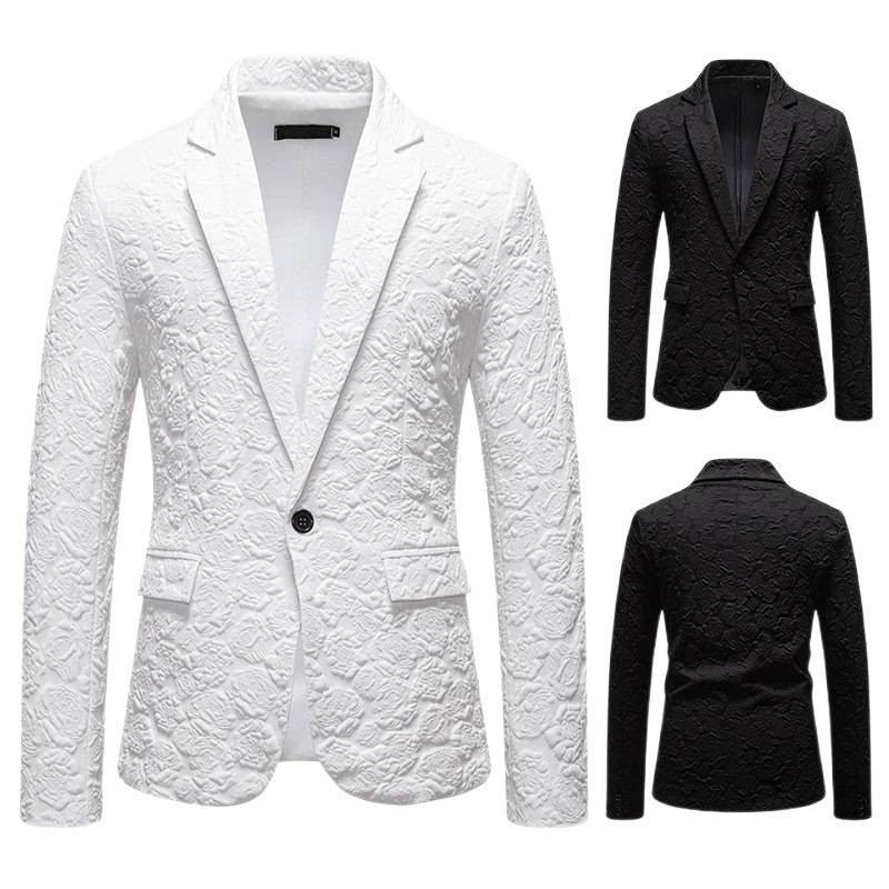Herren nan strukturiertes Business-Sakko mit floraler Jacquardstruktur und Slim-Fit EB