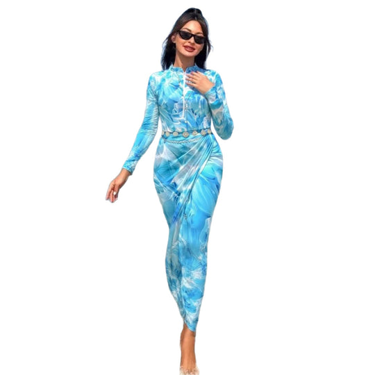 Damen eleganter Strandanzug mit figurbetontem Schnitt und floralem Design EB