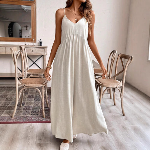 Damen Maxikleid mit feinen Trägern und fließendem Schnitt EB