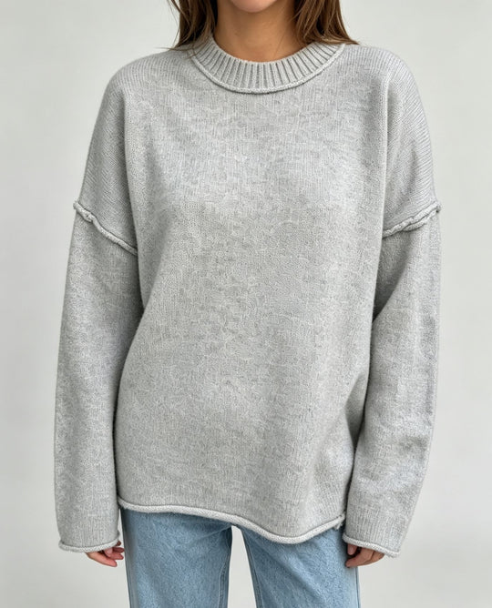 Damen Oversize-Boxy-Pullover mit kurzem Stehkragen und dekorativer Kantennaht EB