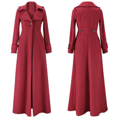 Damen Eleganter Langmantel mit klassischem Revers und modernen Akzenten EB
