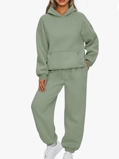 Damen nan gemütliches Oversize Hoodie und Jogginghose Set aus weicher Baumwollmischung EB