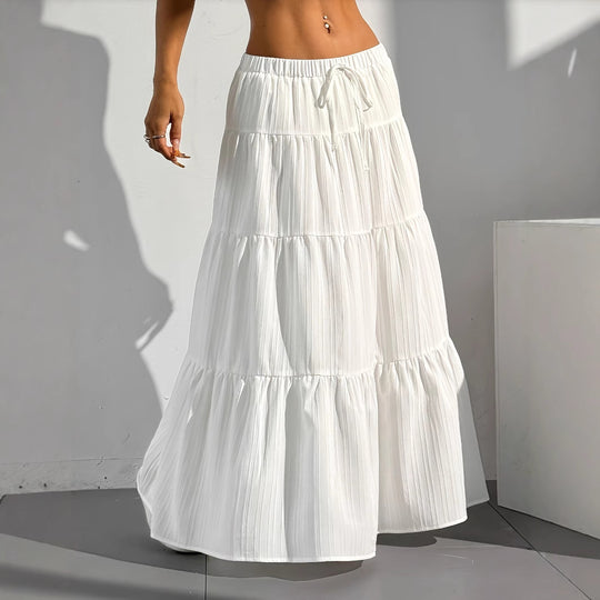 Damen Maxi-Rock mit lässigem Volant-Design und elastischem Bund EB