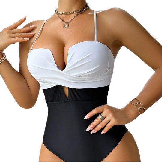 Damen eleganter Monokini mit modischem Farbblock EB