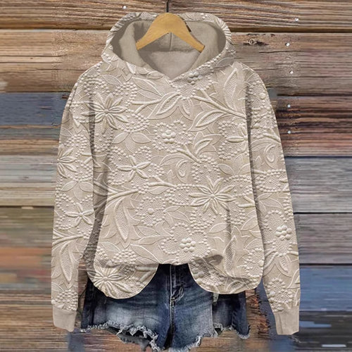 Damen Kapuzenpullover mit floralem Reliefdesign EB