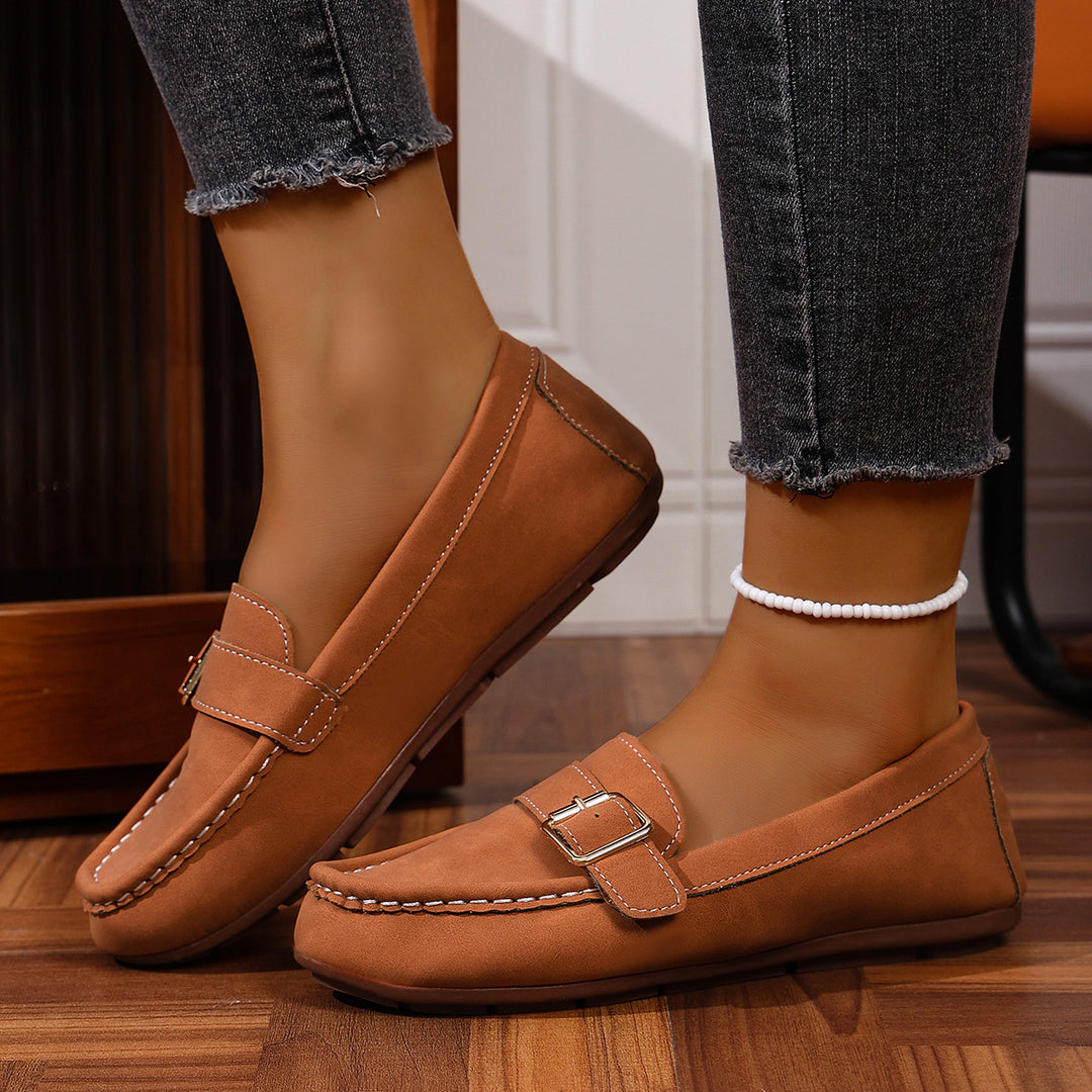 Damen Mokassins mit modischem Schnallen-Design und komfortabler Sohle EB
