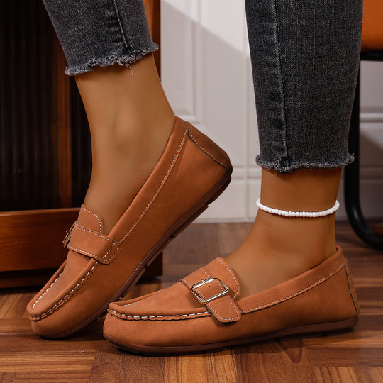 Damen Mokassins mit modischem Schnallen-Design und komfortabler Sohle EB