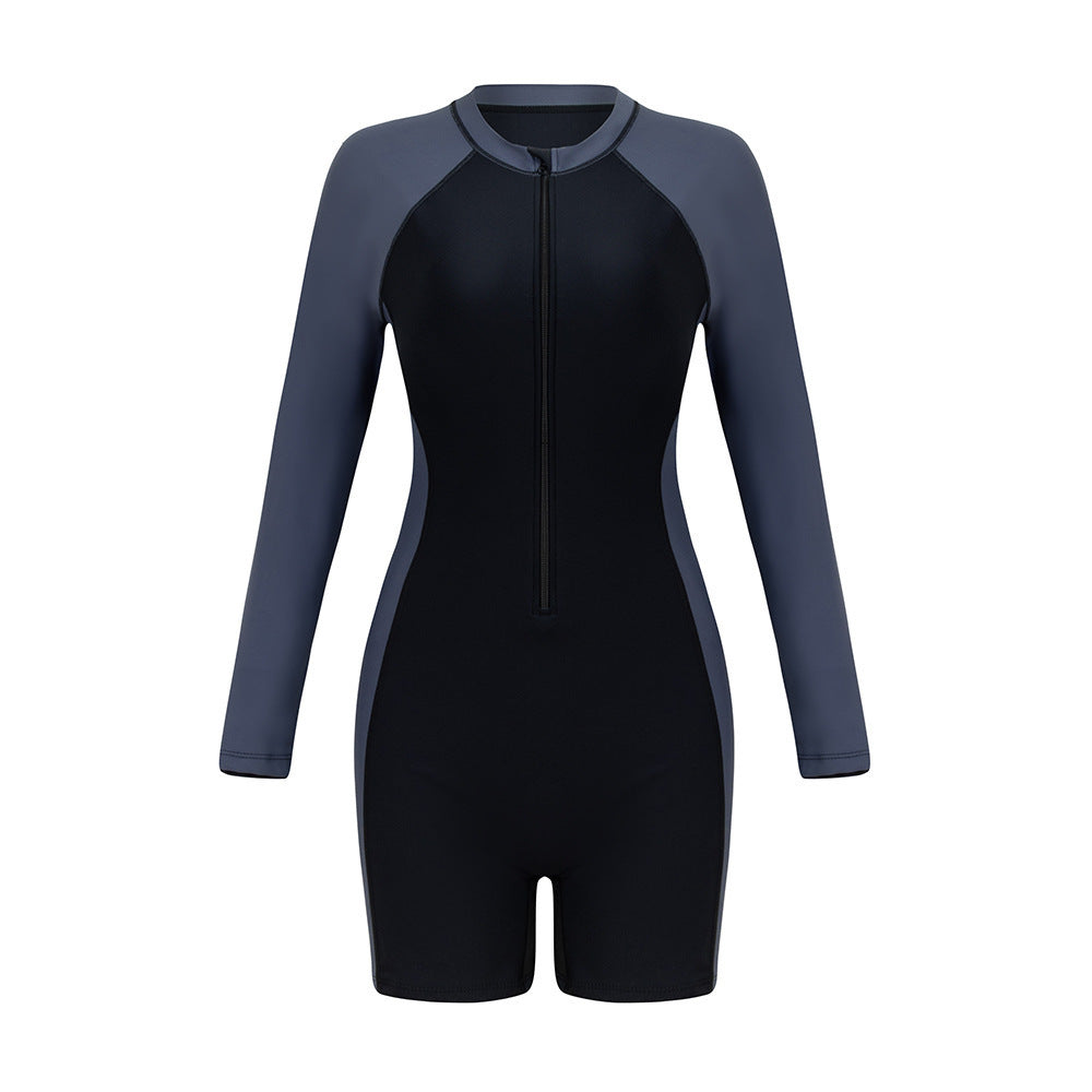 Damen Sportlicher Langarm-Schwimmanzug mit Reißverschluss EB 1781081924