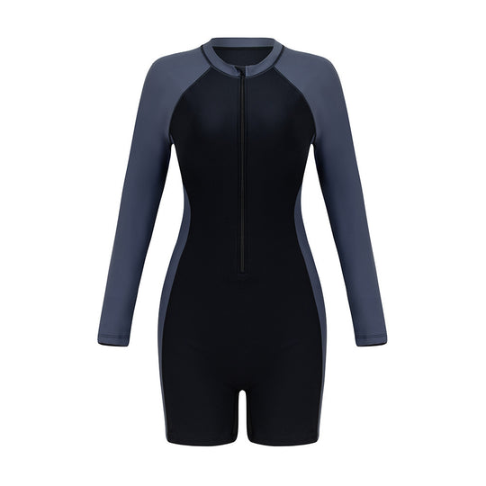 Damen Sportlicher Langarm-Schwimmanzug mit Reißverschluss EB 1781081924
