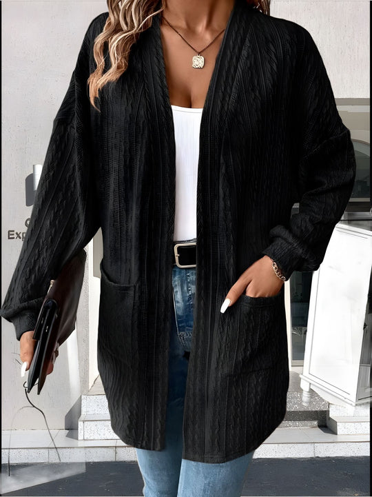 Damen lässige Strickjacke mit Taschen EB